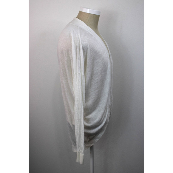 Theory Women’s Size S White Linen Viscose Knit Open Front Cardigan Duster - Picture 3 of 9